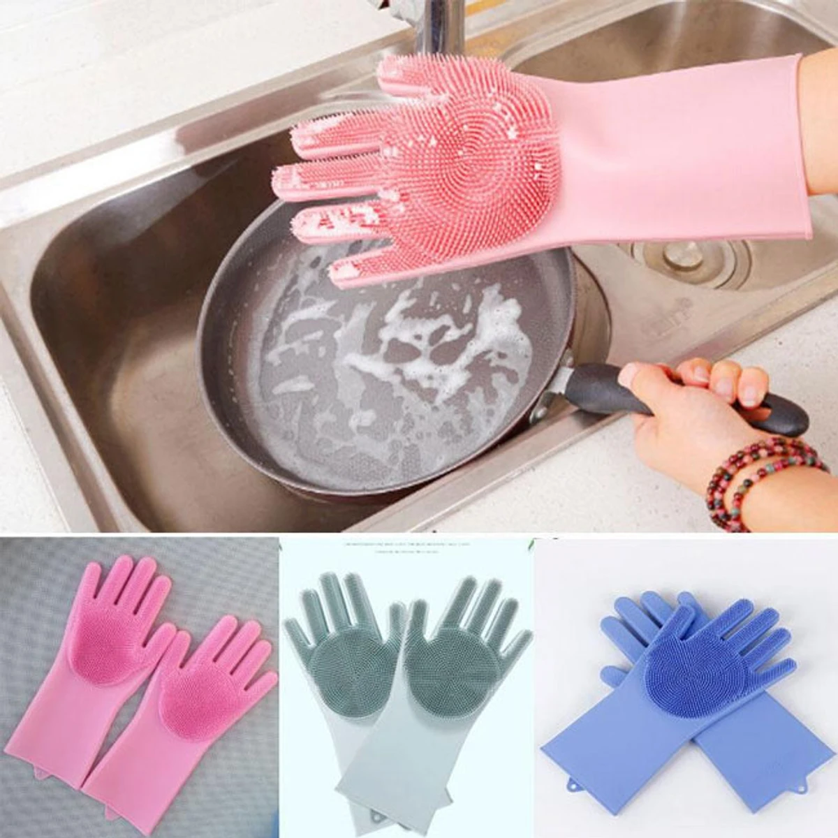 Home / Grocery / Home & Cleaning / Dishwashing / Silicone Dish Washing Kitchen Hand Gloves